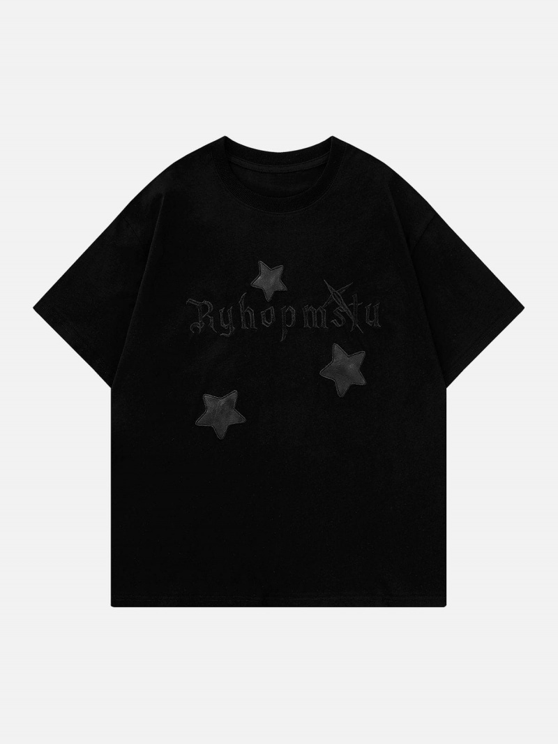 T Shirts Aelfric Eden Star Letter Embroidery Tee Abricot | CFG-50473125